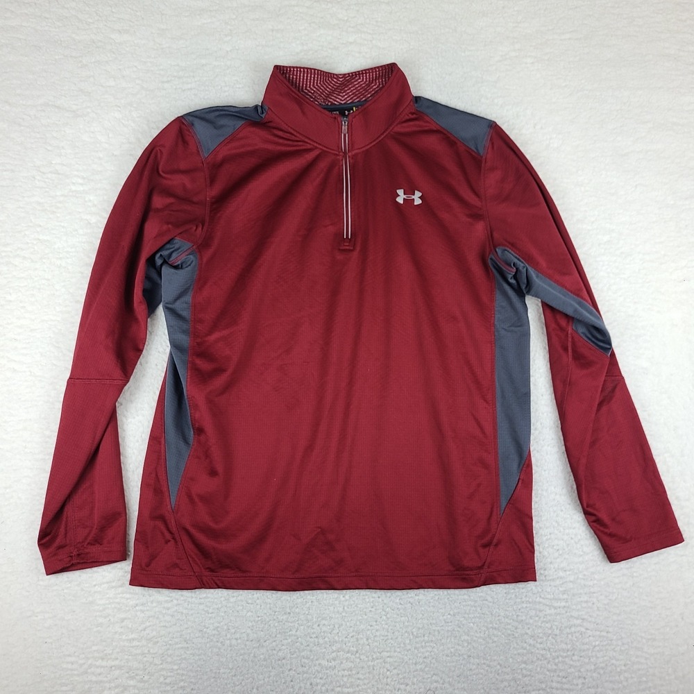 Under Armour Sweater Mens 2XL XXL Red Infrared Coldgear Loose Performance Tech